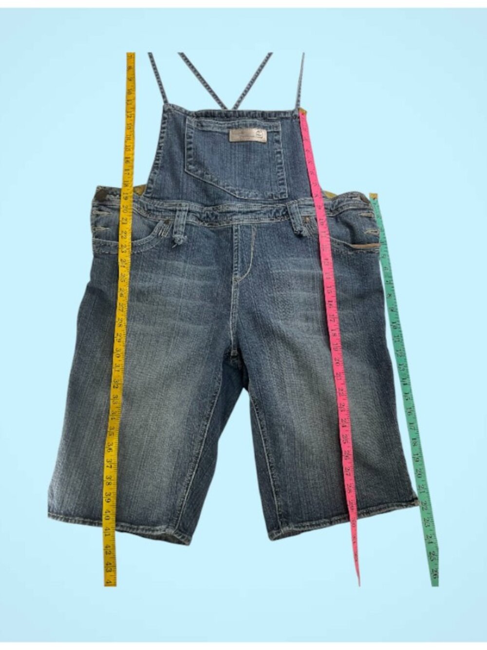 Apple Bottoms Y2K Denim Capri Overalls Women 15/16 Cropped Jumpsuit Vintage Styl - Picture 9 of 13